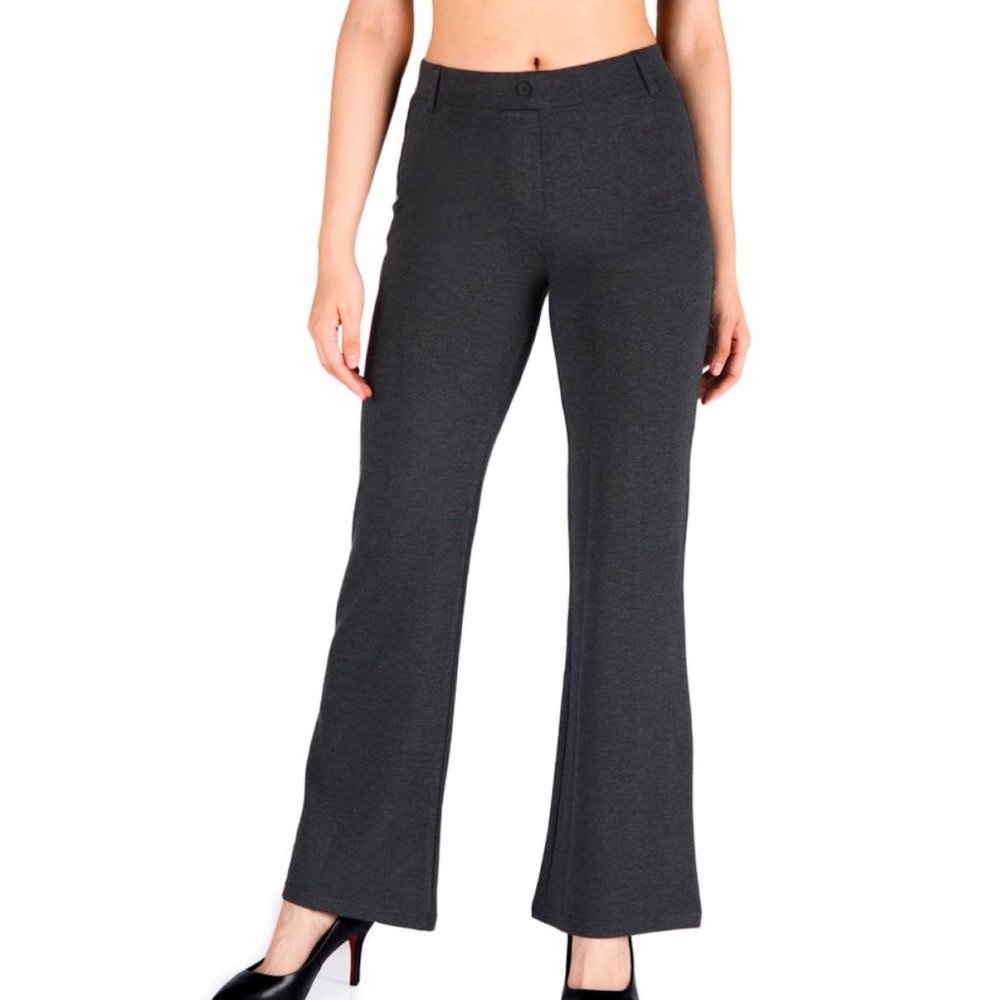 Yogipace Women's Grey Pants Size XL Straight Leg Yoga Work Pants Faux Button